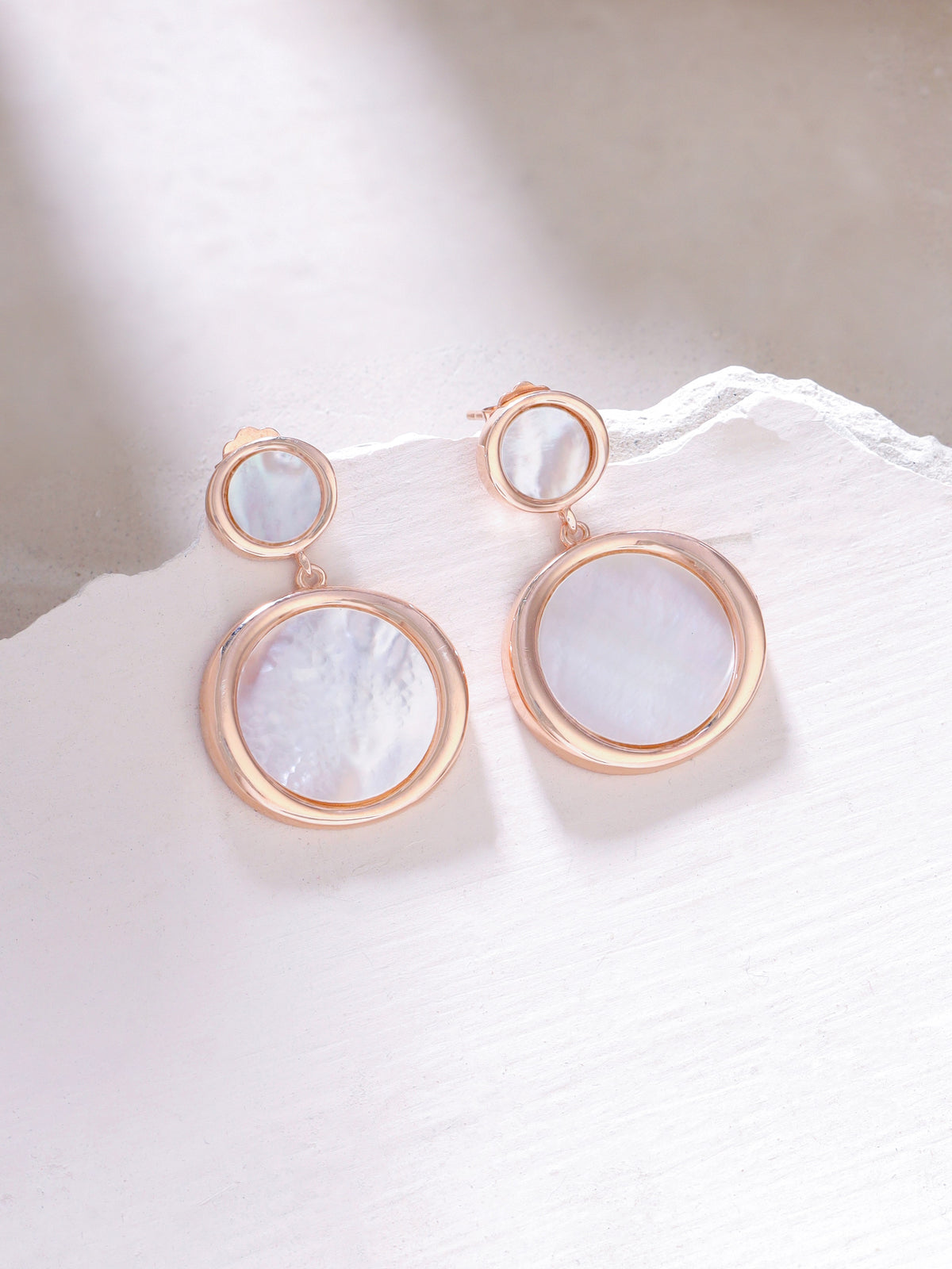 Mother of Pearl Earrings Syra Collection Rose Gold Multi-Size