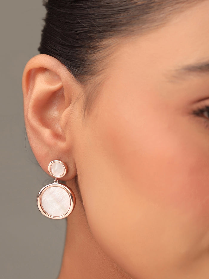 Mother of Pearl Earrings Syra Collection Rose Gold Multi-Size