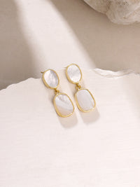 Abstract Mother of Pearl Earrings Syra Collection 24k Gold