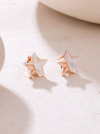 Syra Collection Rose Gold Star-Shaped Mother of Pearl Stud Earrings