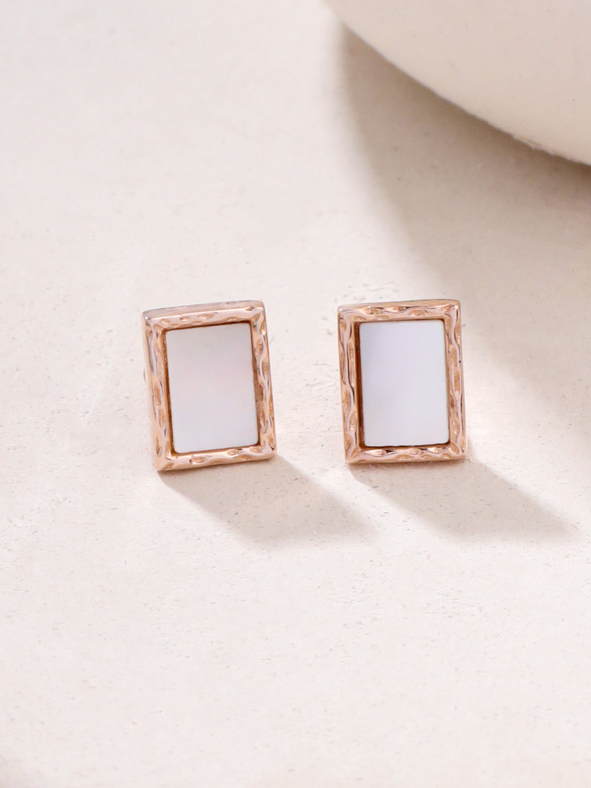 Stud Earrings Geometric Mother of Pearl Syra Collection Rose Gold