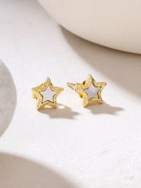 Syra Collection Stud Earrings 24k Gold Star-Shaped Mother of Pearl