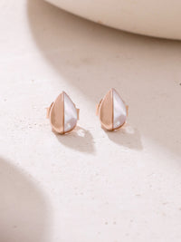 Mother of Pearl Stud Earrings (Rose Gold Pear-Shaped) Syra Collection