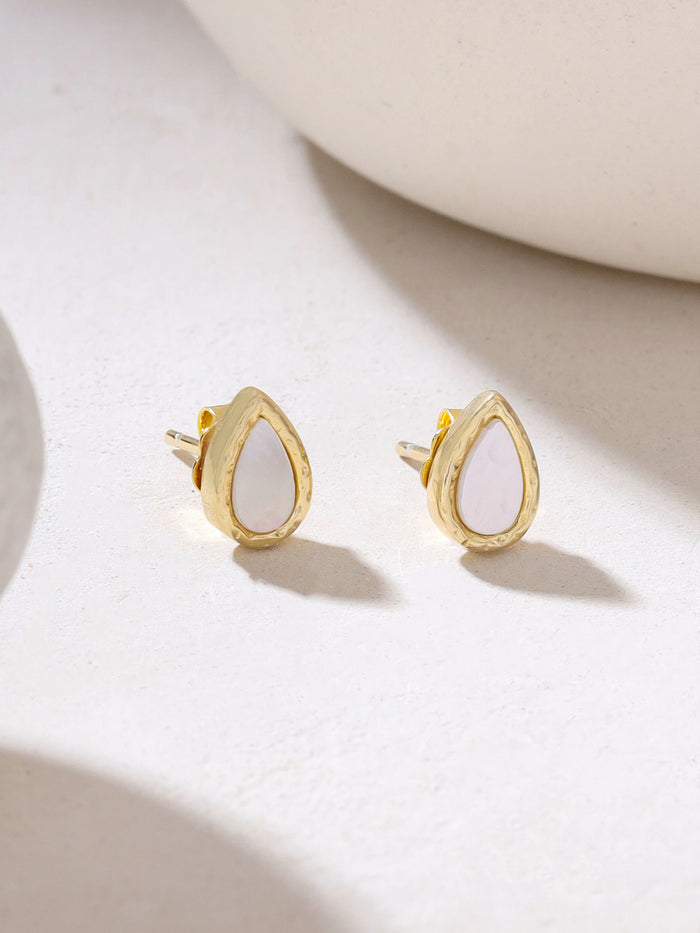 Syra Collection 24k Gold Pear-Shaped Mother of Pearl Stud Earrings