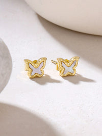 24k Gold Butterfly Mother of Pearl Stud Earrings Syra Collection