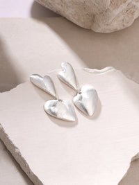 Silver Rhodium Abstract Scratch-Finish Earrings Syra Collection