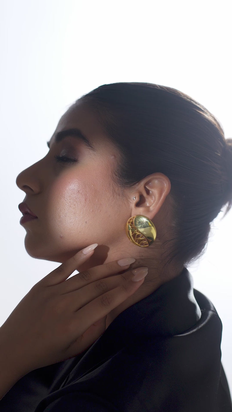 24K Gold Plated Jali Design Lumina Collection Earrings